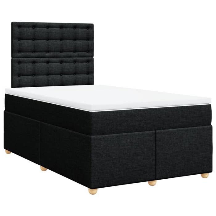 Exclusive House - Bed Slat Base with Mattress Black 120x200 Cm Fabric