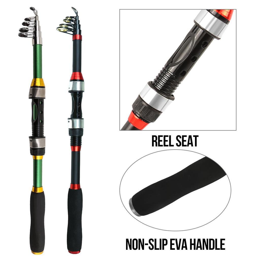 Red & Green Double Rod Set with Landing Net: Multifunctional, Portable, Large Capacity Fishing Gear Bag