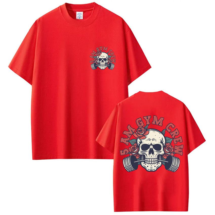 

5 Am Gym Crew Skeleton Graphic T Shirt Unisex Women Fashion Aesthetic Gothic Tshirt Oversized Cotton Casual Tshirts Streetwear S