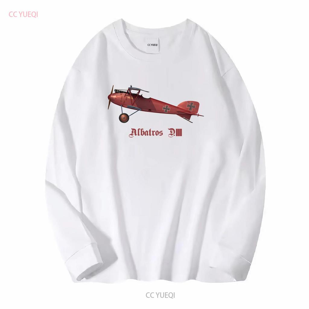 WW1 German Fighter Albatros D III Jersey  T Shirt long or sleeves vintage Washed graphic fashion Versatile Stretched Slightly
