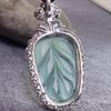 Natural A-Grade Ice Blue Jade Guanyin with 18K Gold-Inlaid 925 Silver and Pavé Rhinestones.