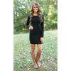 Autumn and Winter Long Sleeve Black Slim Elastic Dress Short Dress
