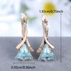 Boucles d'oreilles pendantes géométriques en forme de triangle, bleu aqua, zircon, couleur or, tendance, pour fête de mariage, bijoux, cadeaux