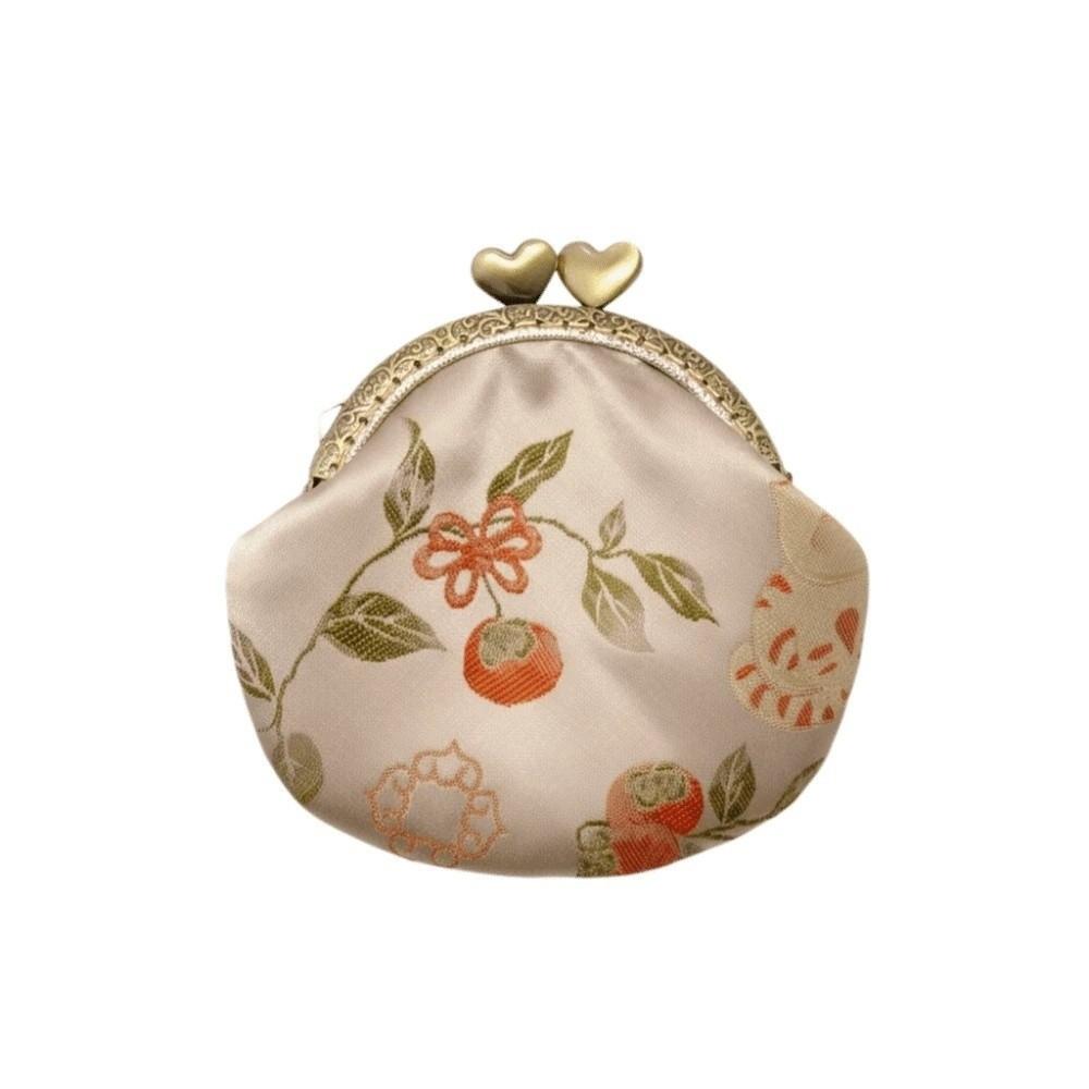 Anti-verlies Kussensluiting Portemonnee Polyester Draagbare Brokaat Mini Portemonnee Schelpvormig Verdikt Geborduurd Klein Zakje