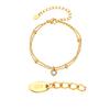 Ladies Accessories Stainless Steel Double Heart Zircon Gold Bracelet 2443