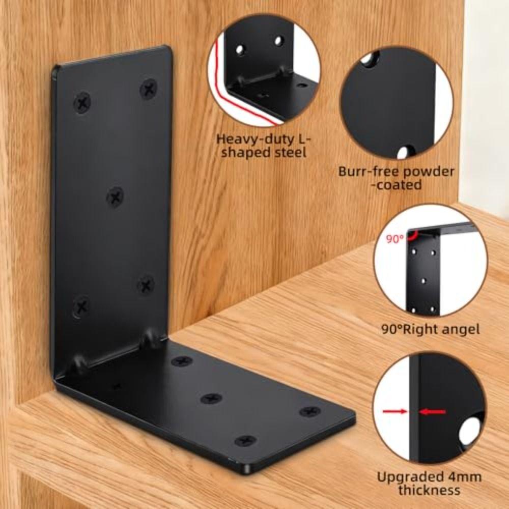 90 ° Angle Brackets Heavy Duty Corner Brackets L-Angle Corner L-Corner Braces Hardware Accessories