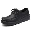 GKTINOO Women's Walking Shoes Loafers Wedges Lace-up Genuine Leather Shoes Thick Bottom Comfortable Nurse Work Shoes White
