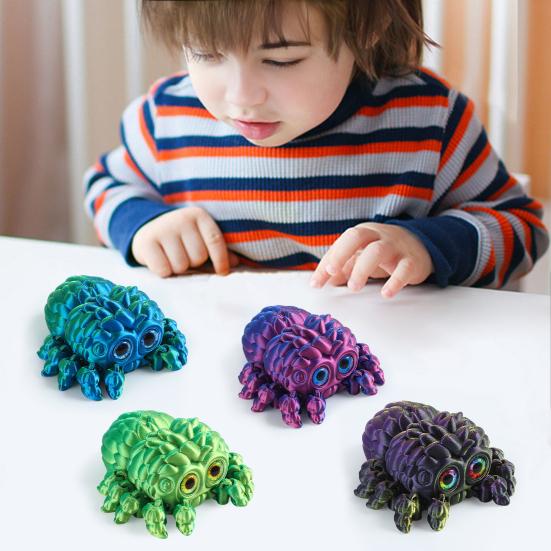 Halloween 3D Printed Spider Figurine Movable Joints Spider Figure Fidget Toy Articulated Spider Model Decoration Home Office Desktop Ornament