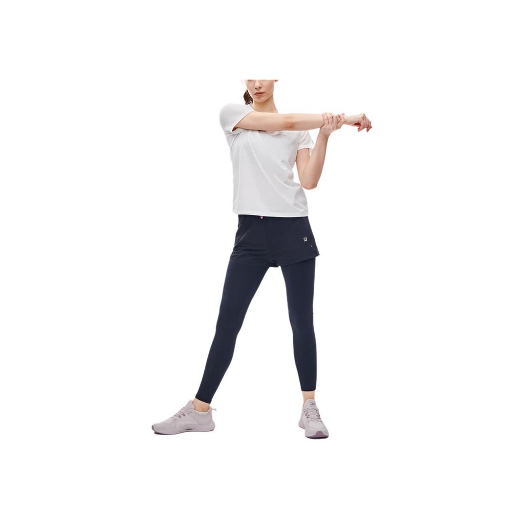 Fila Athletics Sorona Fashion Solid Color Casual Sports Round Neck High Elastic Short Sleeve T-Shirt Women T-Shirts White A11W221110FWT