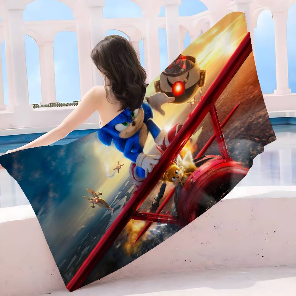S-Sonic the Hedgehog Cartoon Microfiber Beach Towel Absorbent Quick dry Soft Yoga Swimming Resort Mountain Climbing Towel