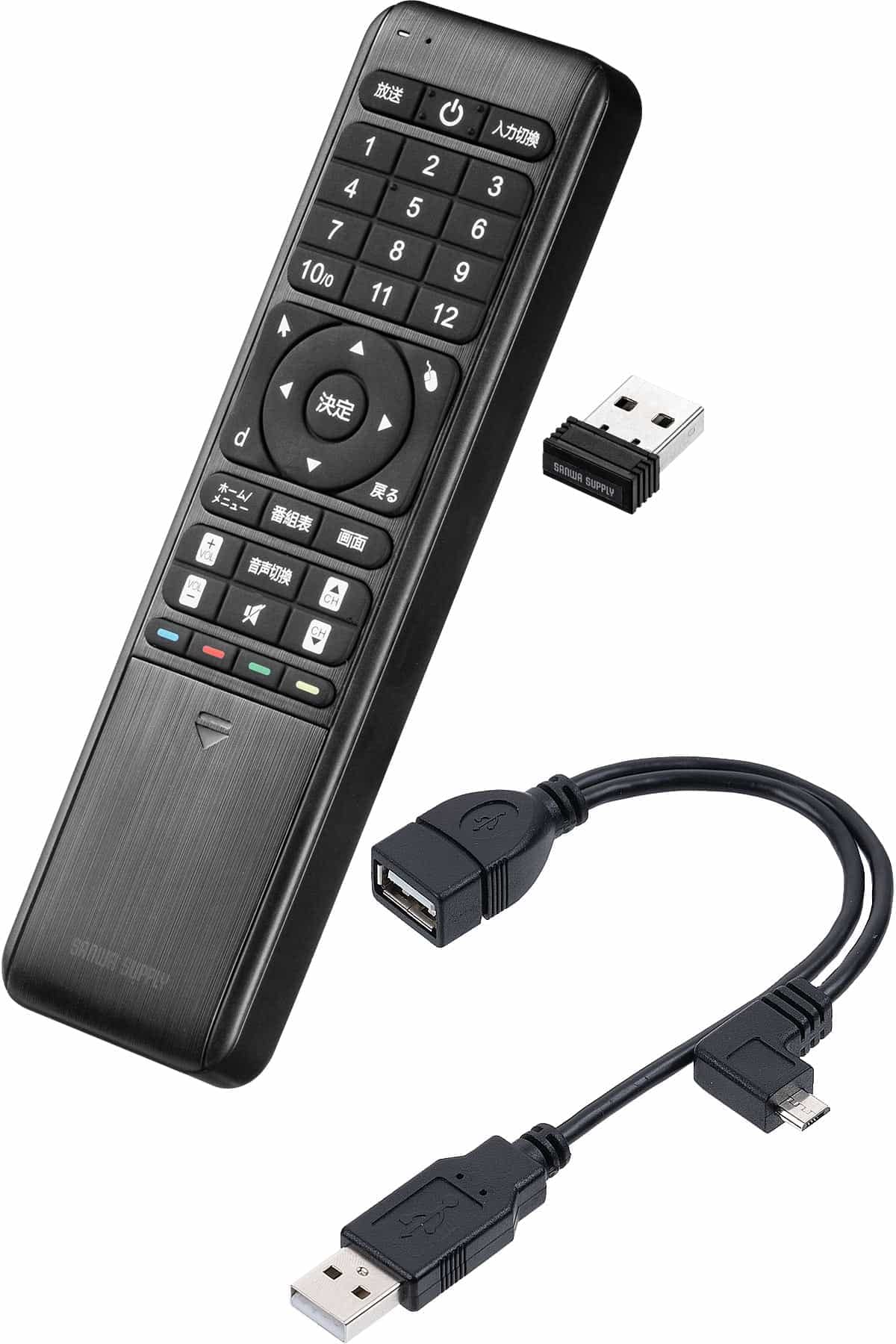 

Беспроводная мышь и клавиатура Sanwa Direct с OTG-кабелем в комплекте для пульта дистанционного управления телевизором (402-MA134BKSET)