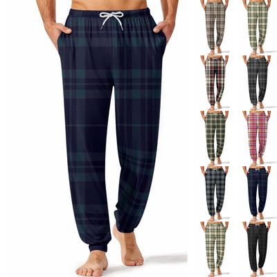 Men's Drawstring Pocket Cuffed Casual Pants Home Sleep Pants
