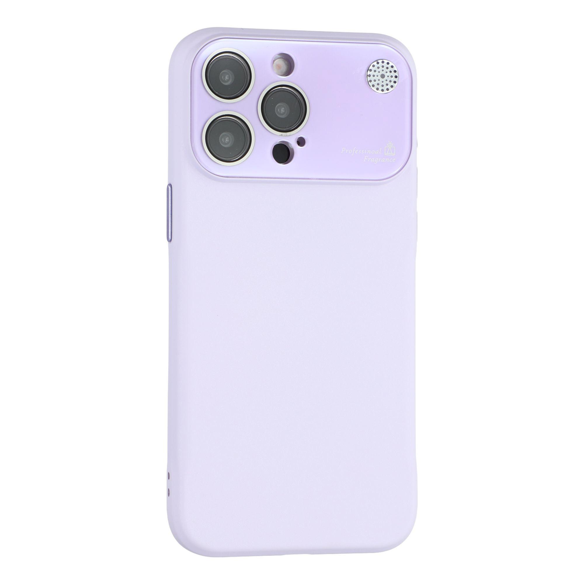 

For iPhone 15 Pro Case Large Camera Window Liquid Silicone Aromatherapy Phone Cover Light Purple
