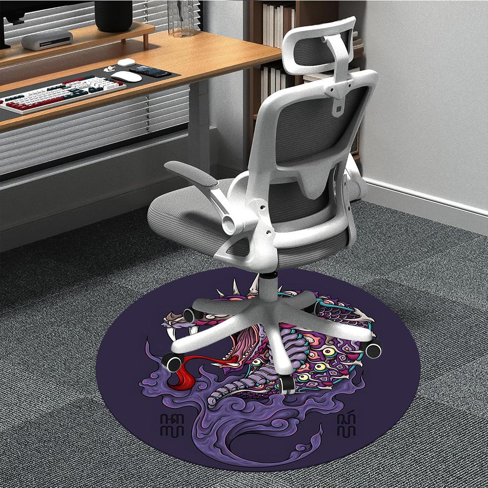 

1pc Mystic Serpent Design Chair Carpet for Office, Round Non Slip Durable Large Size Office Carpet, Suitable for Office 80cm