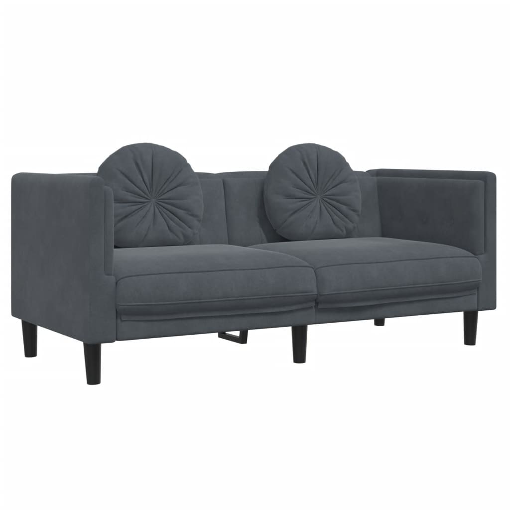 Vidaxl 2-Cz. Relaxation Set With Cushions, Dark Grey, Velvet