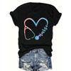 Women's Plus-Size Round-Neck Short-Sleeve T-Shirt for Women with a Heart Stethoscope Print