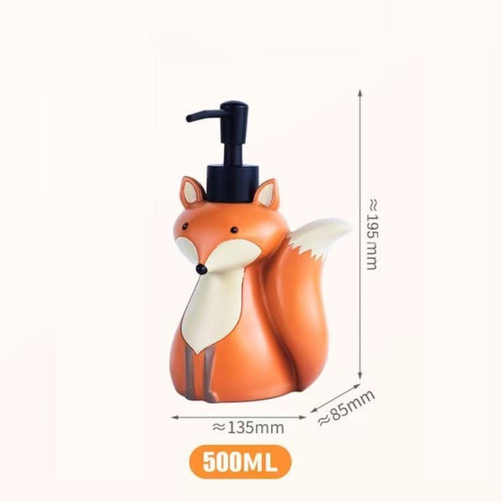 Cute Fox Liquid Soap Dispenser Resin Dispenser 500ml Large Capacity Shampoo Dispenser for Liquid Soap Bathroom Accessories