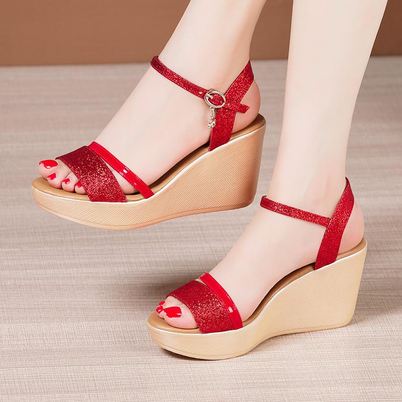 Size 32-43 Summer Shoes Woman Platform Sandals Women Soft Leather Casual Open Toe Gladiator Wedges Heels Women Shoes Sandals