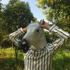 Cosplay maska na hlavu koně bílá latexová kostýmová doplňek Halloweenská párty Hraní rolí
