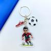 1 pz Portachiavi Giocatore di Calcio in Lega di Zinco, Portachiavi Cartoon Pallone da Calcio e Tacchetti per Appassionati di Sport Regalo