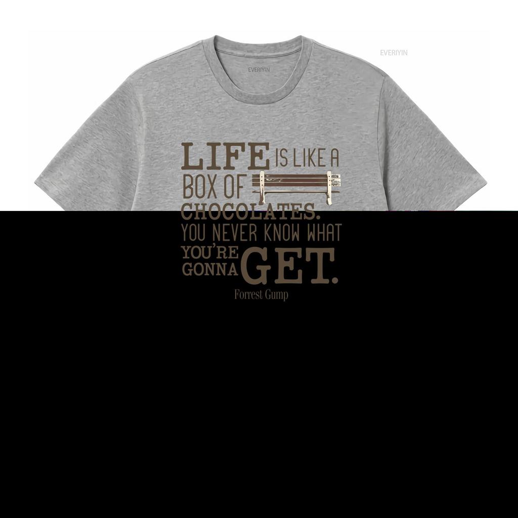 Life Is Like A Box Of Chocolates Forrest Gump Quote T Shirt Unique Design for Movie Fans vintage Washed homme Slightly