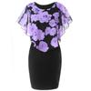 Rose Print Slim Fit Plus Size Dress with Shawl