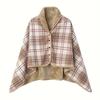 Double-Layer Fleece Shawl Blanket with Buckle - Warm, Multifunctional Office Blanket for Women
