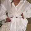 FD1111 1116 European and American Spring New Women's Clothing Long-sleeved Top Short Pants Casual Two-piece Set