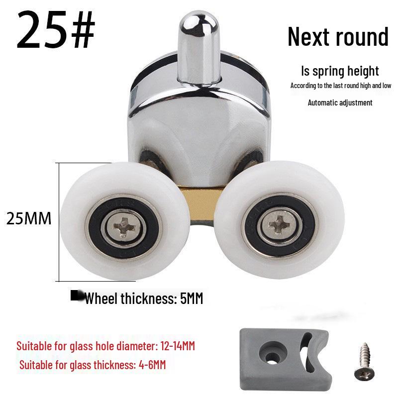 Vintage Round Arc Sliding Glass Door Roller for Shower Rooms - Push-Pull Hanger Wheel