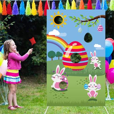 Jogo de coelho da Páscoa Bandeira pendurada Atividades para festas de pais e filhos Bandeira de saco de areia