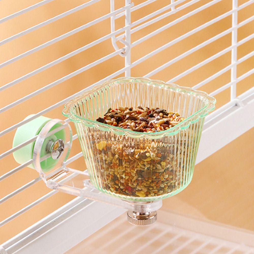 Bird Food Container Transparent Magnetic Bird Feeder Anti-Splash Removable Bird Cage Bowl Anti-Tip Pet Feeder Ledge Drinking