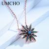 Umcho Colorful Star Necklace Solid 925 Sterling Silver Charm Statement Necklace For Women Jewelry Weddings Gift
