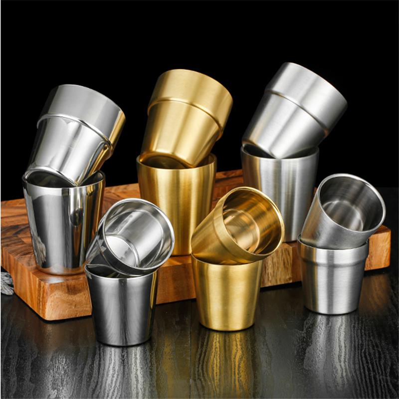 Jarra de cerveza de acero inoxidable de doble pared para té, bebida fría de metal, taza de café, utensilios de cocina, bar, 175/260/300 ml