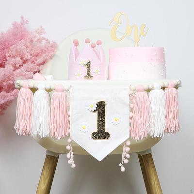 First Birthday Party Decorations High Chair Banner and Crown Hat Decorative Themed Supplies
