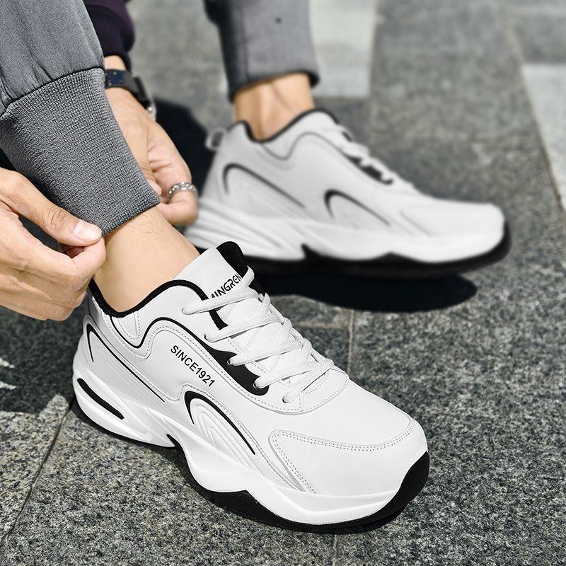 Autumn and winter beef tendon sole sports shoes non-slip running men's shoes men's velvet warm cotton shoes lightweight travel shoes