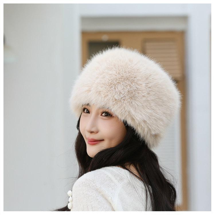 Autumn and Winter New Imitation Mink Hat Women's Mongolian Hat Thickened Warm Hat Women's Imitation Fur Fashion Simple Bucket Hat