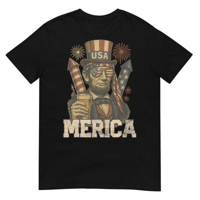 Lincoln 4th Of July Merica Abe Boys Unisex Unisex American Flag Tshirt
