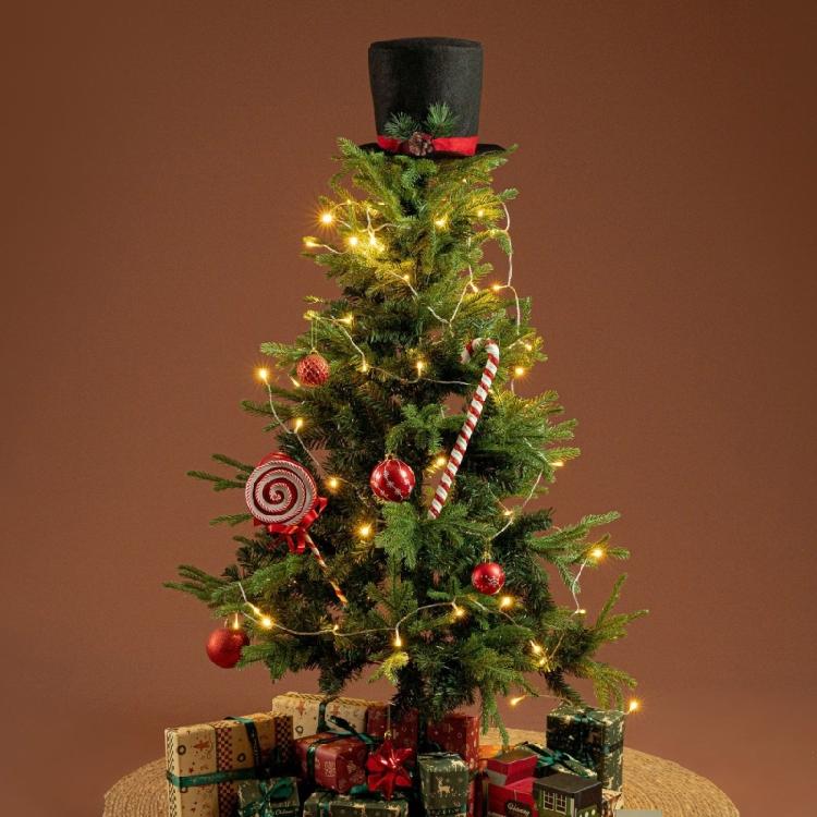 Classical Black or Red Christmas Tree Crowns Decoration Efficient Fabric Design Elevates Seasonal Celebration Style
