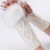 1pair Women's Coffee Colored Short Knitted Gloves with Exposed Fingertips, Winter Warm and Stylish