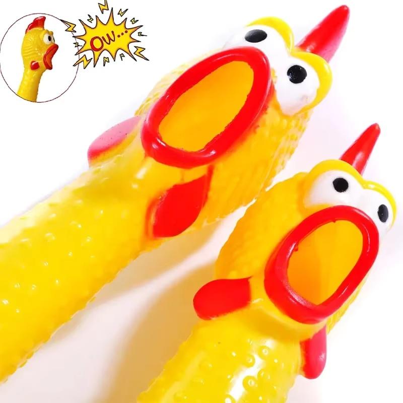 31Cm Rubber Screaming Chicken Dog Toy Squeaky Molar Chew Pet Squeak Vent Decompression Toy For Small Large Dogs