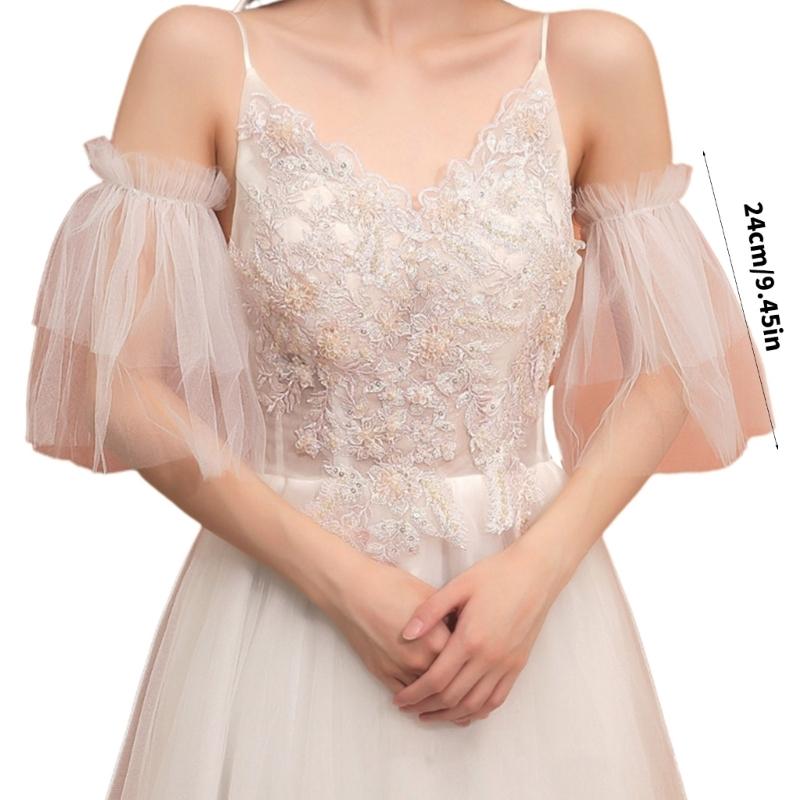 Detachable Layered Sleeves Bride Wedding Arm Cover Decorate White Ruffle Puff Sleeve for Bridal Accessories Gloves