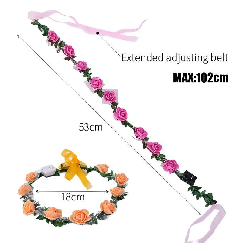 10pcs Light Up Flower Crown Headbands LED Glowing Garland Wedding Party Crown Flower Headband for Birthday Festival Party