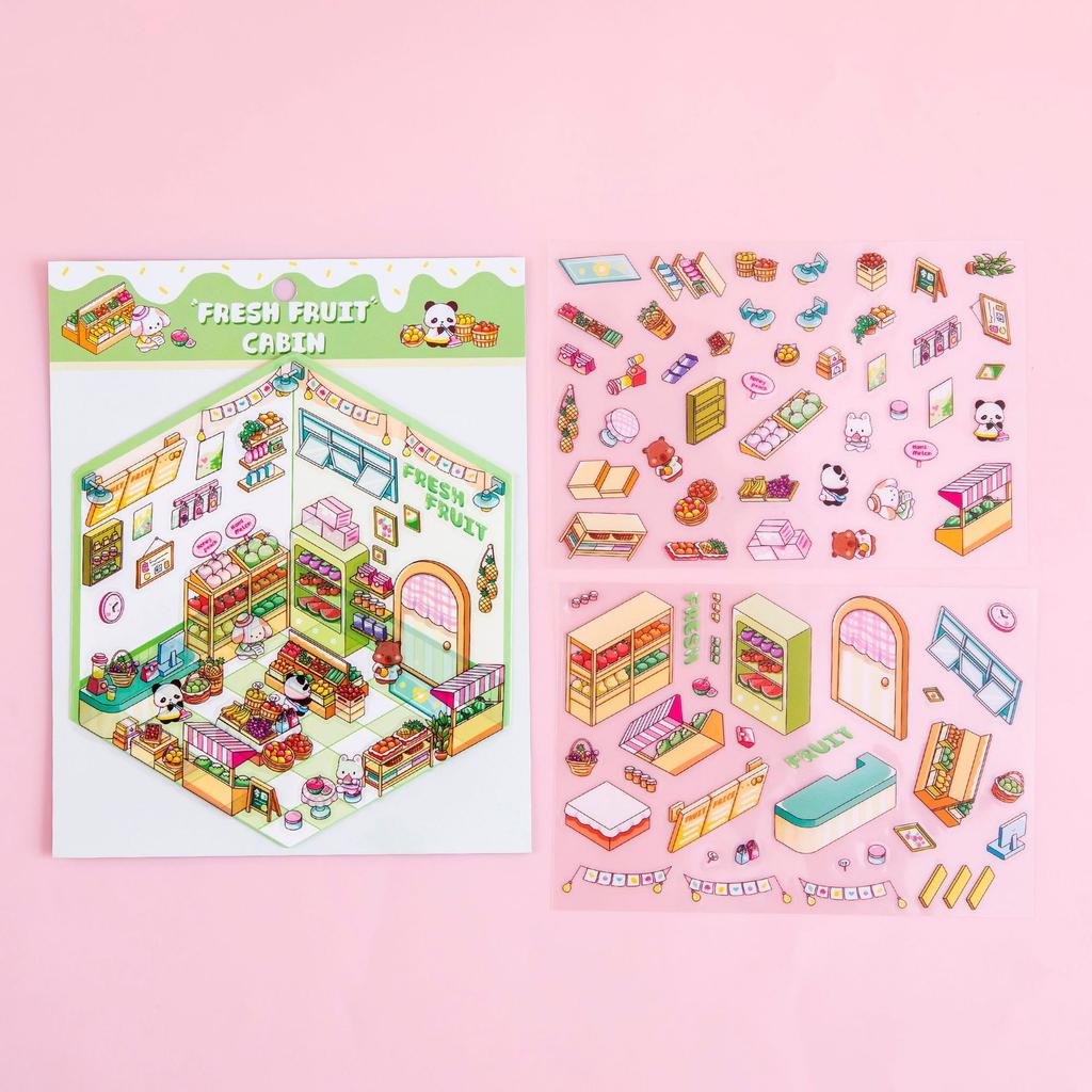 Miniature Scene 3D Diorama Stickers Creative Visual Stacking Cartoon Scene Sticker Diy Toys For Children Creative Handmade Decal