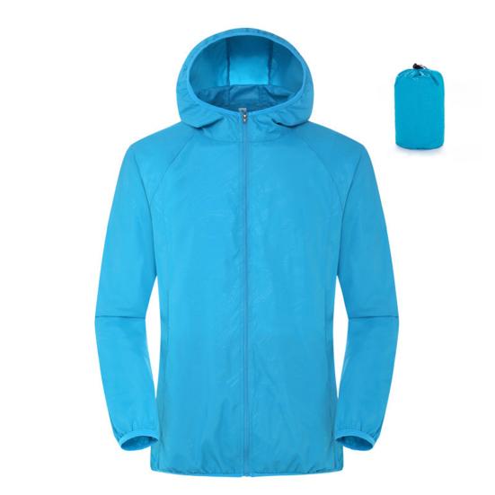 

Унисекс солнцезащитная куртка с капюшоном и длинным рукавом на молнии с защитой от солнца M озеро синий