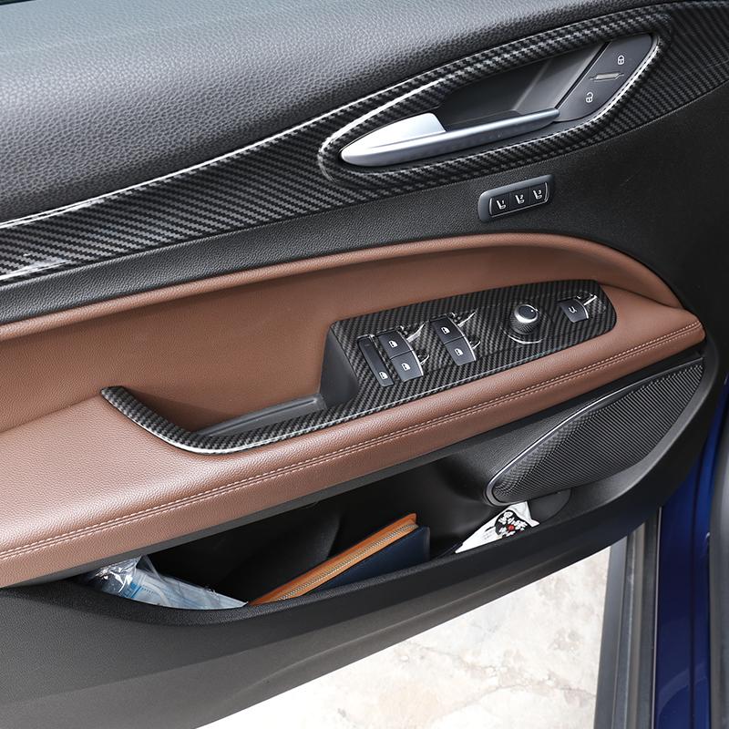 Butoane de comutare de ridicare a geamurilor din fibră de carbon ABS din fibră de mașină Garnitură de acoperire pentru cadru pentru Alfa Romeo Stelvio 2017-