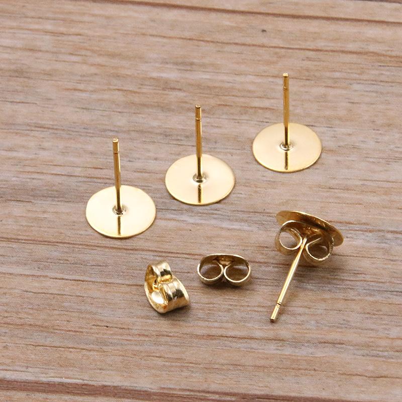 50-100 Stück 2 Farben Edelstahl Ohrstecker Leere Stiftbasis Pins Mit Verschluss Ohrrücken Für DIY Schmuckherstellung