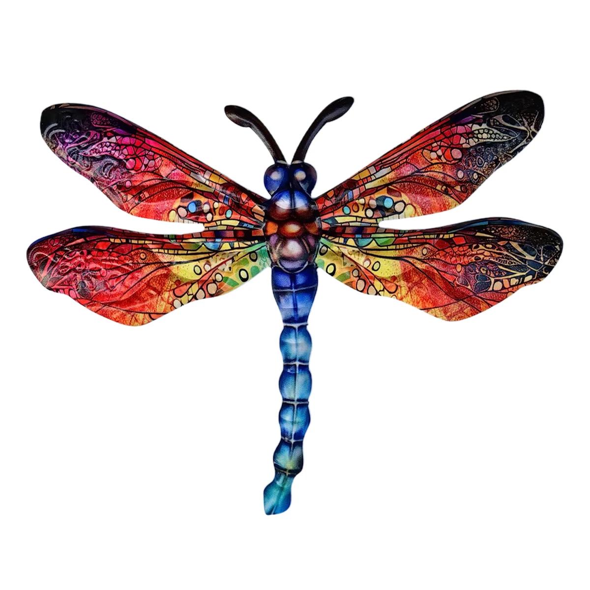 Vintage 3D Metal Dragonfly Wall Art Hanging Decor Wrought Iron Wall Hanging Sculpture Garden Home Party Decoration красный