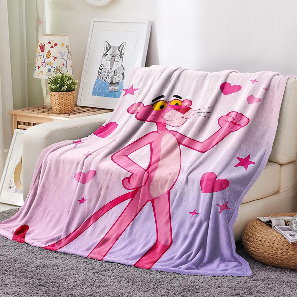 The Pink Panther Flannel Blanket, High Quality Comfortable for All Seasons, Home Decor, Warmth and Comfort