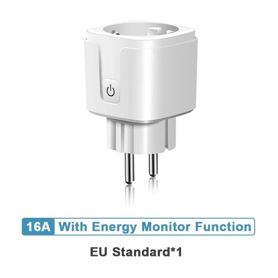 

16A/20A Tuya EU Wi-Fi Розетка Smart Life Розетка з функцією синхронізації монітора Wi-Fi вилка з APP Control і Alexa Google EU Plug