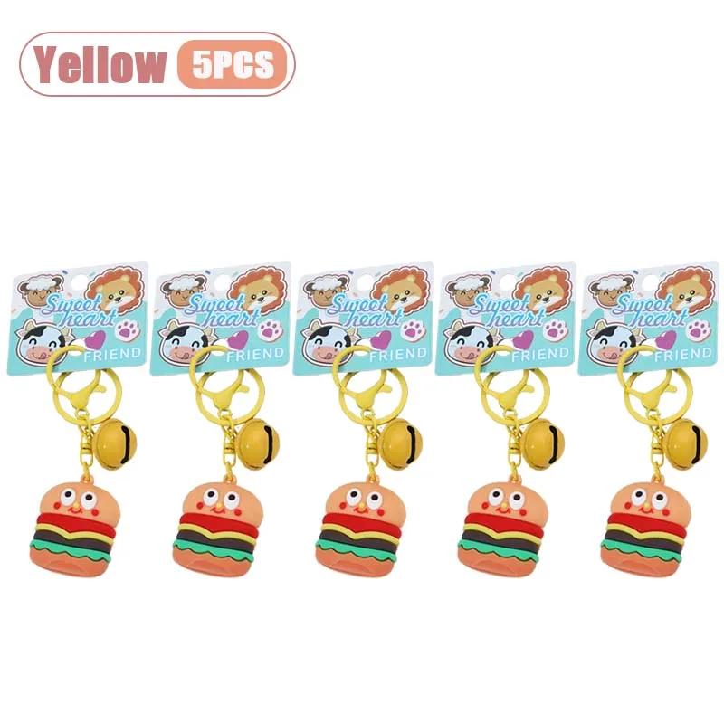 1/3/5PCS Cute Hamburger Fries Keychain Cartoon Food Charm Keyring Funny Car Decor Bag Pendant Gift for Kids Party Favors